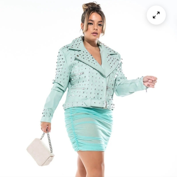 Azalea Wang Plus Minty Girl Faux Leather Jacket Size 1X - Picture 17 of 17